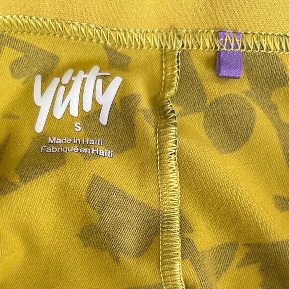 Yitty Yellow Abstract Print Athletic Leggings Workout Compression Pants Size S - Picture 3 of 3